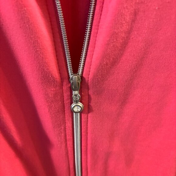 Onque Casuals Women's Pink Full-Zip 3/4 Sleeve Knit Jacket Ribbed~ Medium - Picture 3 of 6